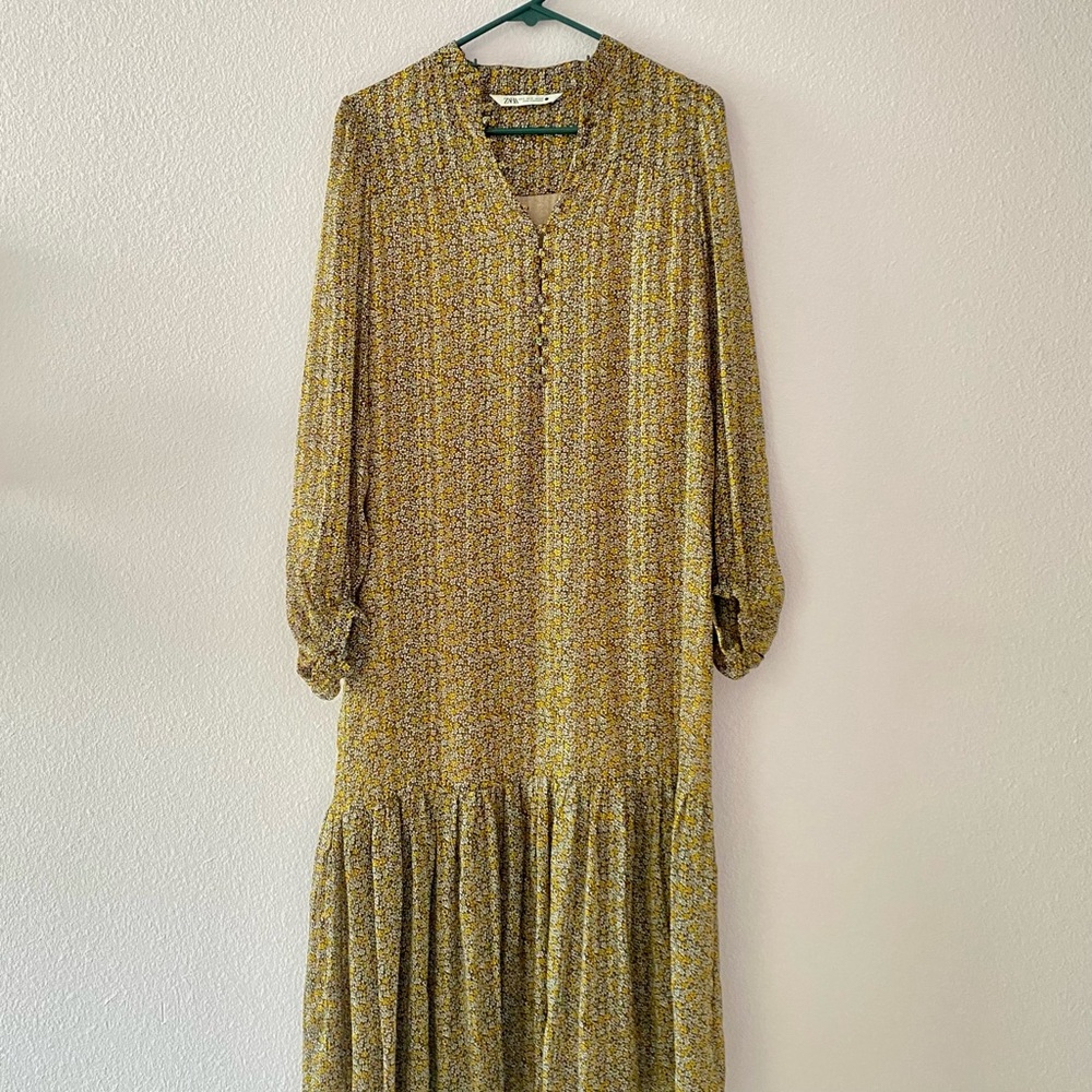 🌼Zara Printed Maxi Shirt Dress Never Worn
